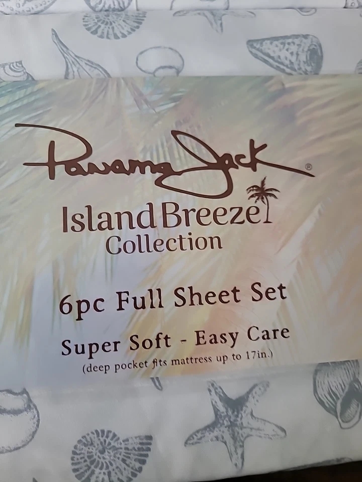 Juego de 6 Sábanas Panama Jack Palms Colección Island Breeze Verde Completo NUEVO Foto 3 de 4