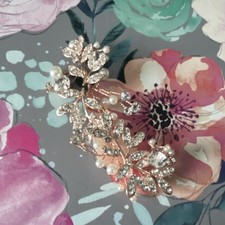 Rose Gold Flexible Rhinestone Pearl Decorative Branch Hair Clip for Wedding