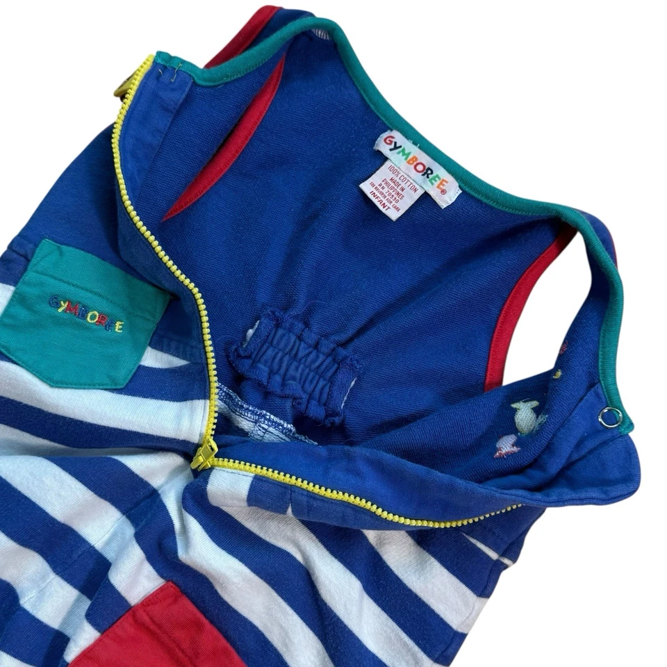 Gymboree 彩虹标签鱼婴儿连衫裤条纹短袖连体裤复古 — 第 4/4 张图片