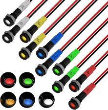 10 Pieces 6mm 1/4 12V 24V AC LED Waterproof Metal Indicator Signal Indicator