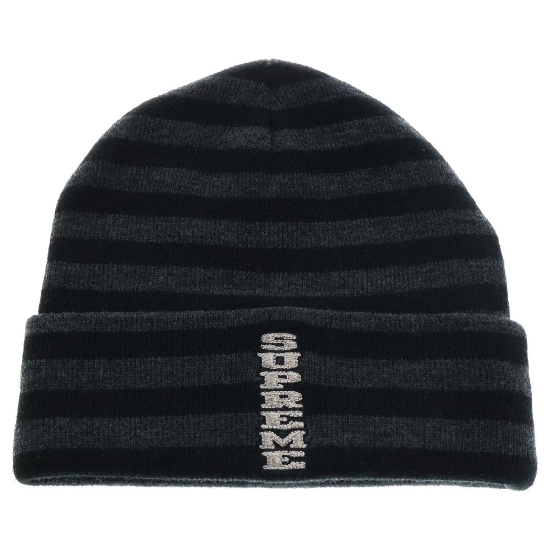BONNET RAYÉ LOGO VERTICAL SUPRÊME 16AW TRICOT BORDURE NOIRE Occasion 960a0433