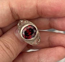 Vintage Ruby Ring For Men in Sterling Silver 925 Marked Size 10