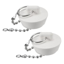 2 Pcs Tub Stoppers, Rubber Bathtub Stoppers Drain Plug 1-1/8" to 1-1/4", White