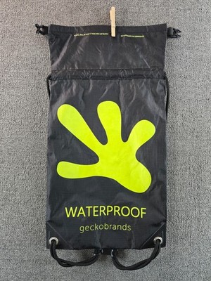 Gecko Brands Waterproof Backpack Black 10L Drawstring Roll Down Top