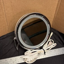 Vintage Jerdon 3X Magnifying Light Up Silver Tone Portable Makeup Mirror Freeshp