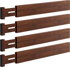 4 PCS Drawer Divider, 17"-22" Adjustable Bamboo Drawer Dividers Organizers, 2.3"