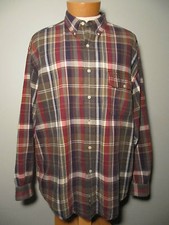 Eddie Bauer Button Front Shirt Long Sleeve Mens Xl Plaid Cotton Blue Red Green