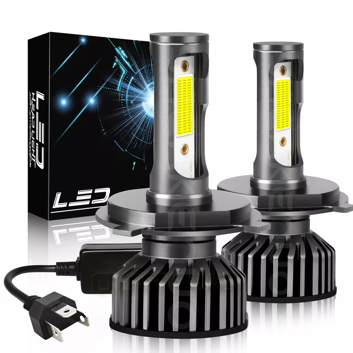 H4 9003 Super White 6000K 40000LM 100W Kit LED Headlight Bulb High Low Beam 2PCS