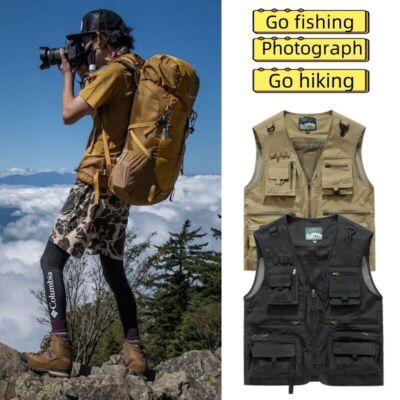 Men's Quick Drying Fishing Vest Camping Hiking Multi Pocket Breathable Jacket