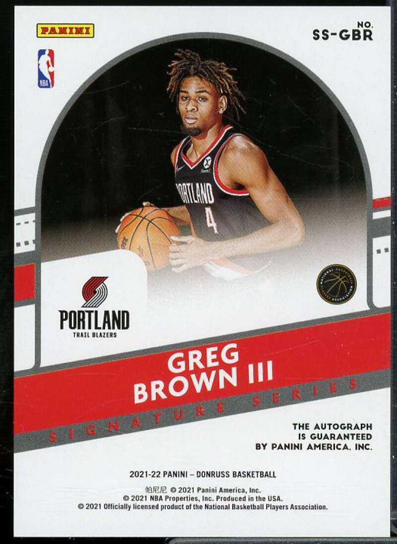 グレッグ・ブラウンⅢ 2021-22 10枚限定ルーキー直書きサインカード Greg Brown III Rookie Card 2021-22 Donruss Signature Series