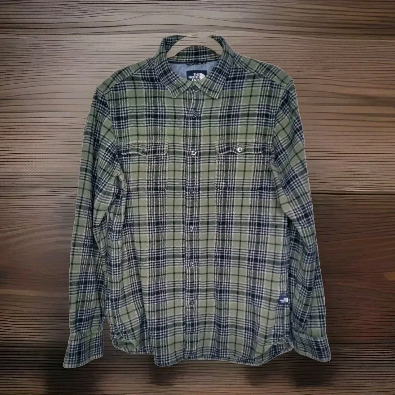 THE NORTH FACE Mens Flannel Shirt Arroyo LS Green Black Gray M Button Down