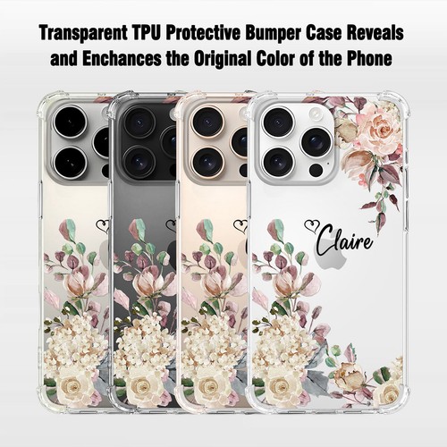 For iPhone 16e 16 Pro Max 15 14 13 12 11 Silicone Case Personalised Flower Cover - Picture 28 of 88