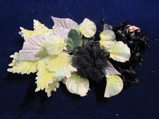 Vtg Millinery Flower Collection Yellow Black Grey 1/2-2" w/Velvet German H4917