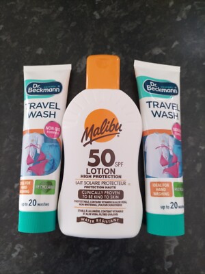 MALIBU HIGH SUN PROTECTION LOTION LSF50 200 ML Dr Beckmann Travel Wash 2er Pack 