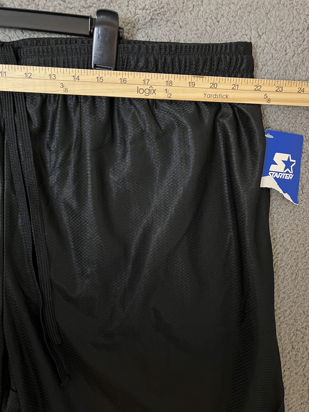 Vintage Starter Shorts Mens 2XL Black Shiny Dazzle Basketball