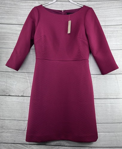 J.CREW $148 Textured Metalasse Lined Boatneck Pink Shift Dress Size 8 Formal