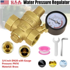 DN20 3/4 inch Gold Adjustable Water Pressure Reducer Regulator Valves With Gauge