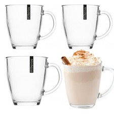 Glass Mug Transparent Toughened Latte Glass 12oz Barista Style Glasses Pack Of 4