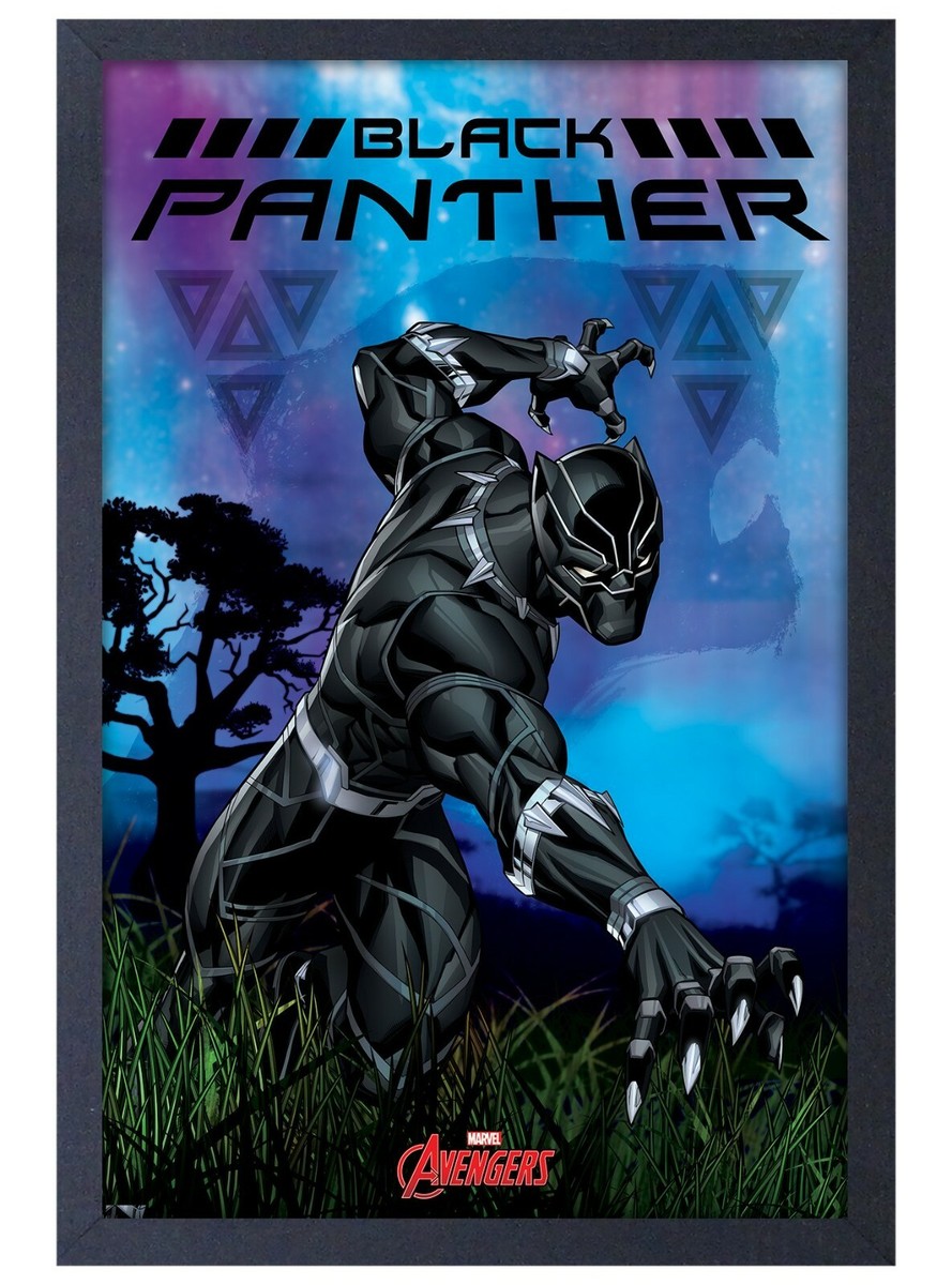 AVENGERS BLACK PANTHER 13x19 FRAMED GELCOAT POSTER MARVEL COMICS
