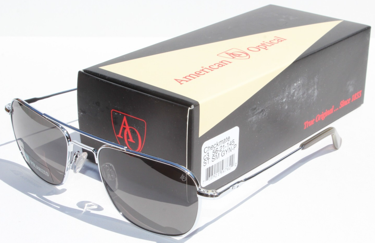 AMERICAN OPTICAL Checkmate POLARIZED Sunglasses Silver/Grey ST SM