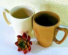 2 Macys Stoneware Coffee Mugs The Cellar Corso Tan Ivory Minimalist Neutral
