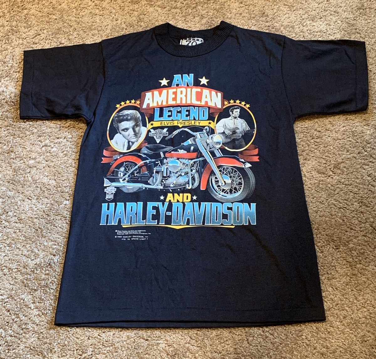 Vintage 1987 Harley Davidson Elvis Presley American Legend size
