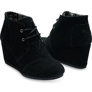 toms desert wedge bootie black