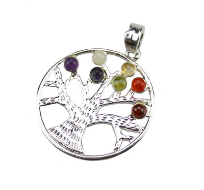 7 Chakra Reiki Lebensbaum Anhänger Edelstein Heilung Lebensbaum Reiki