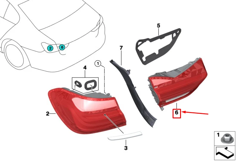 BMW 7 G11, G12 Rear Left Inner Taillight 63217342967 7342967 NEW 