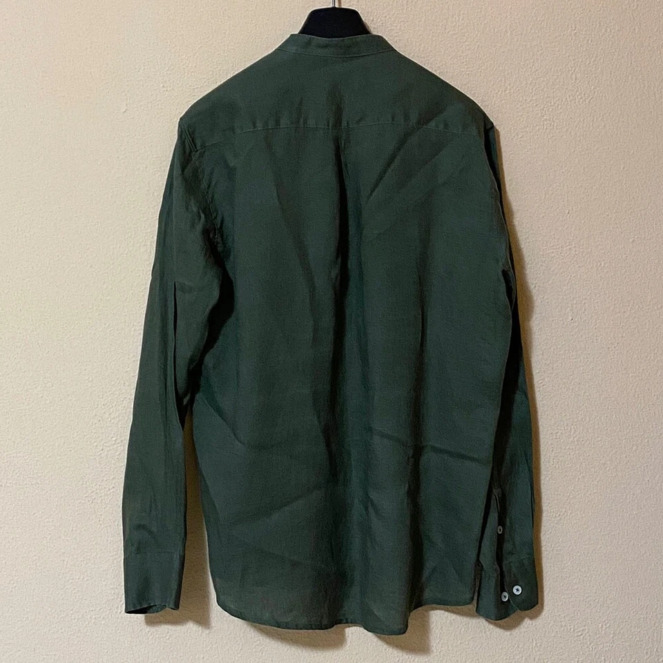 Sorbino Camicia Lino M Verde Leggero Casual Spiaggia Coreano Relax Alternative - Immagine 2 di 4