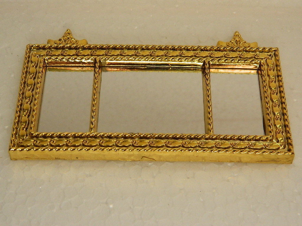 (A1.20) 1/12th scale DOLLS HOUSE GOLD COLOURED LANDSCAPE MANTEL MIRROR