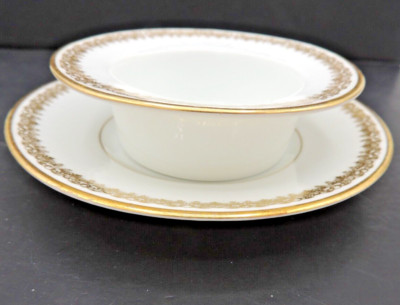 T&V Limoges Ramekin Underplate Gold Encrusted Tressemanes & Vogt France