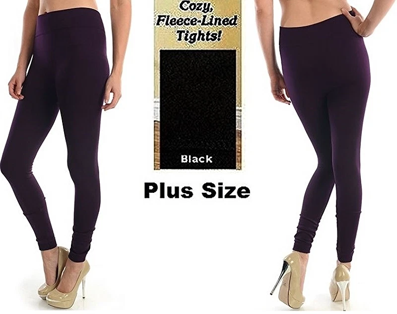 女式加大码无缝无脚保暖厚羊毛打底裤 #SK300X 1X 2X 3X — 第 2/4 张图片