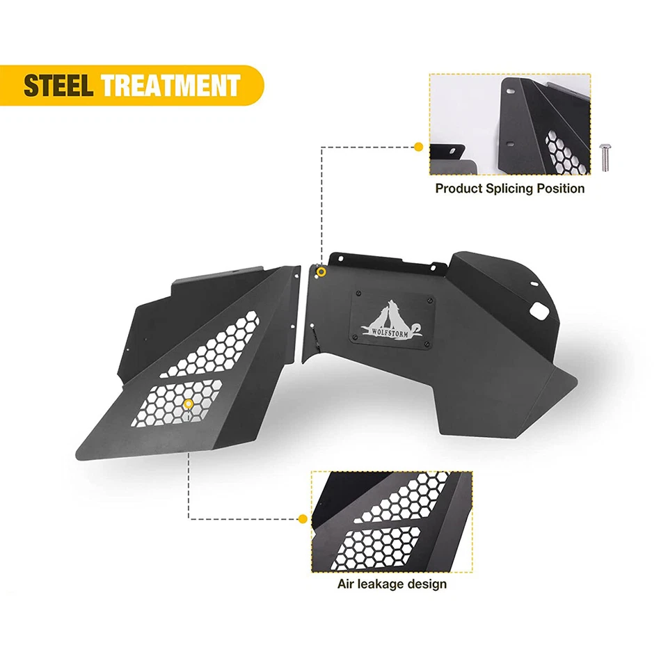 4pcs Black Front+Rear Inner Fender Liners Steel For 2007-2018 Jeep Wrangler JK - Image 3 of 4