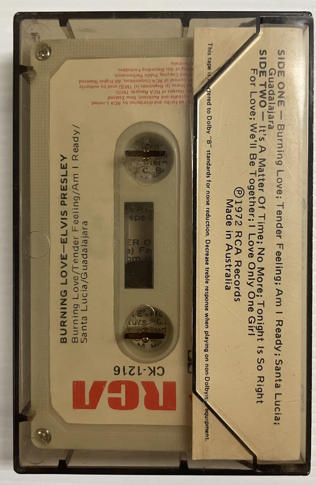 Elvis Presley Burning Love Music Cassette Tape CK 1216 RCA Records 1972 - Image 2 of 4