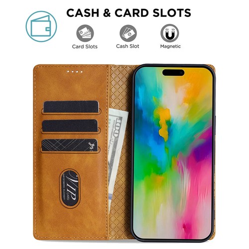For iPhone 16 15 14 13 12 Pro Max Magnetic Leather Wallet Card Flip Case Cover - Picture 5 of 64