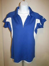 848B7 Champion H873 Womens Half Zip Double Dry Collared Polo T-Shirt Medium Blue