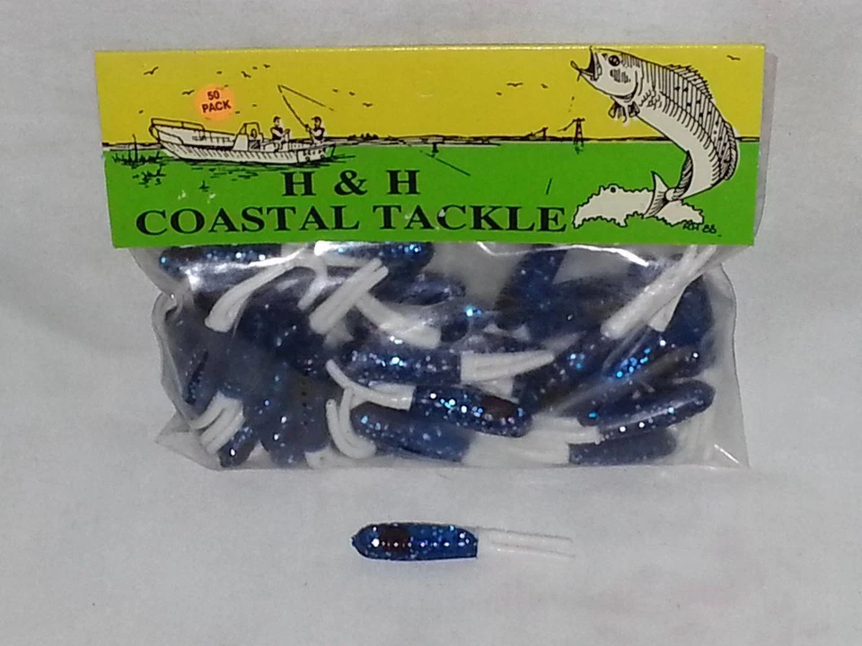 H&H COSTAL TACKLE 2" ESCARABAJO BRILLANTE - 50PK COLA AZUL/BLANCO (SR502-40) Foto 2 de 2
