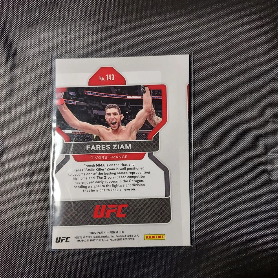 2022 PANINI PRIZM UFC #143 FARES ZIAM RC ROOKIE CARD SMILE KILLER. Miscut Error - Image 2 of 2