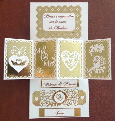 Promo Carte Double Felicitations Mariage Noces D Or Scrap Fait Main Twist 3 Ebay
