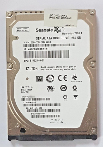 250 GB SATA Seagate Momentus 7200.4 ST9250410AS 16MB HDD 2.5" interne Festplatte
