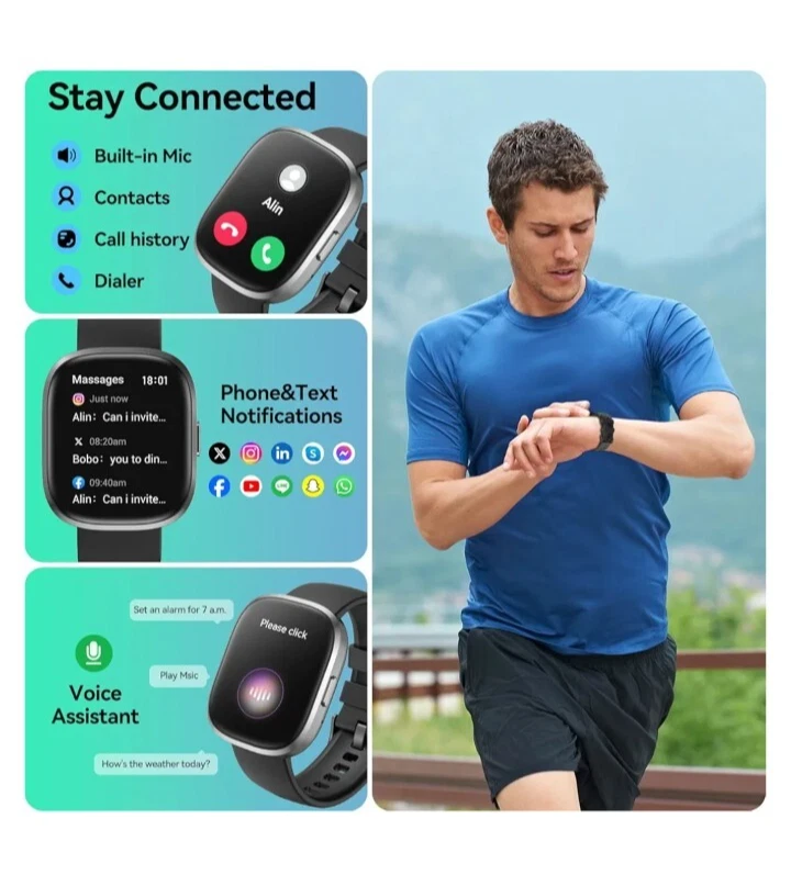 Smart Watch Men and Women Answer/Make Calls,1.83" HD Touch Screen Smartwatch,Fit - Image 2 of 4