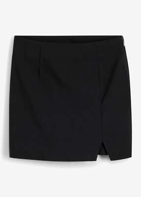 Neu Minirock aus Bengalin mit kleinem Schlitz Gr. 38 Schwarz Damen Mini-Rock