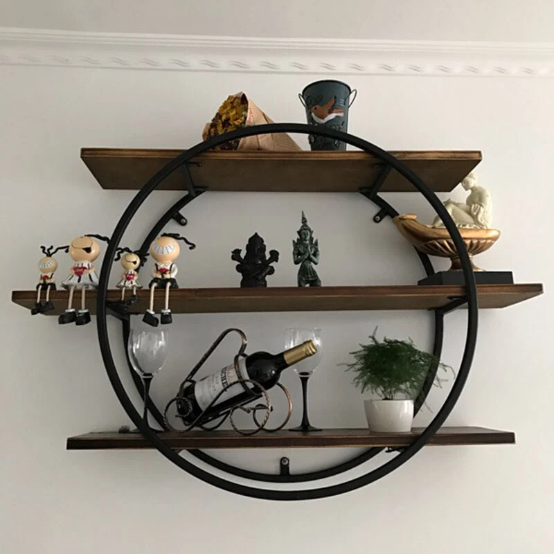 Heavy 3 Tier Decorative Geometric Circle Metal Floating Shelves Rustic Brown
Opens in a new window o