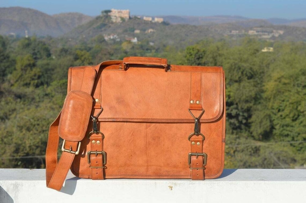 Men's Vintage Shoulder Briefcase Genuine New Satchel Brown Bag