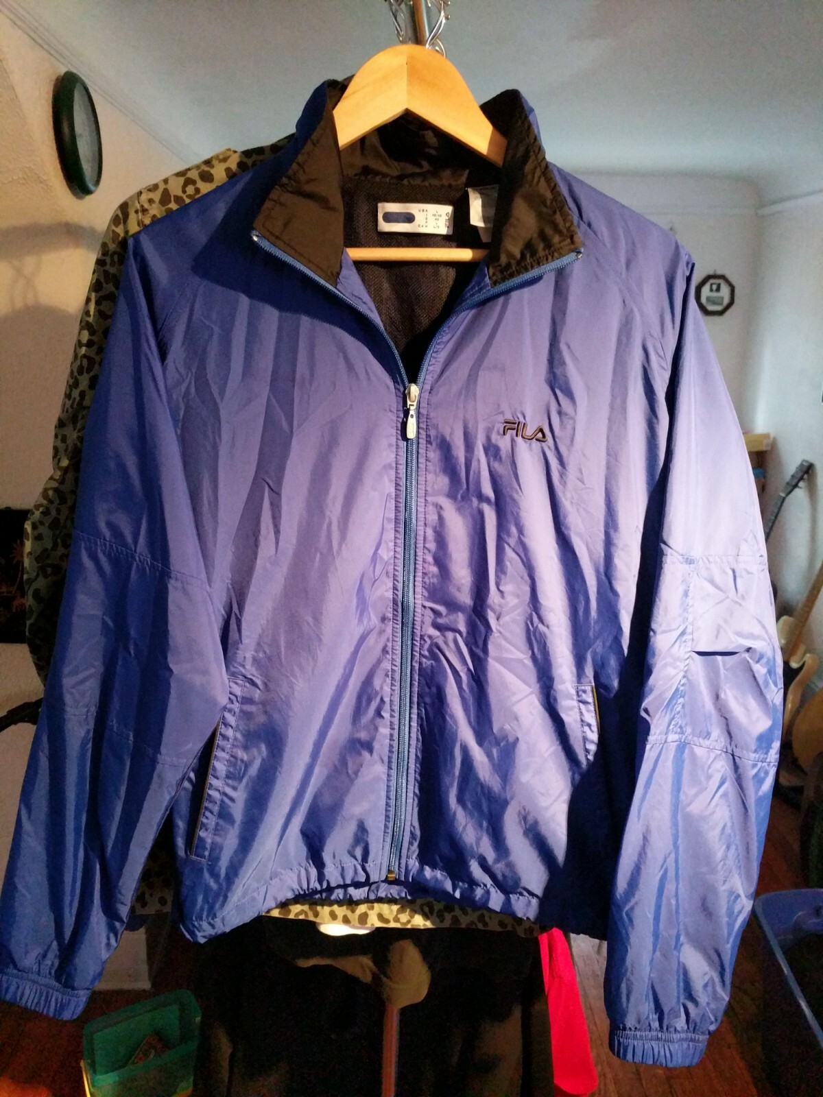 Giacca a vento vintage Fila Poly blu elettrico L