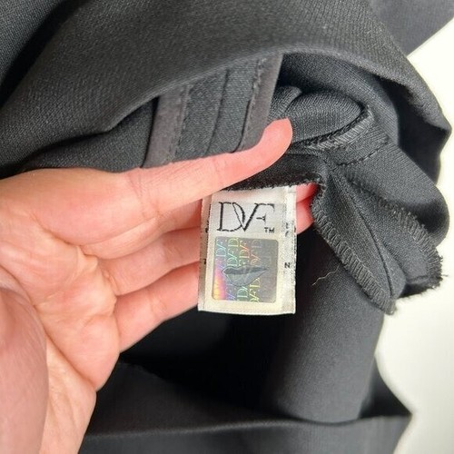 Diane Von Furstenberg Women's Midi Short Sleeve Black Dress Size 6 - Picture 5 of 8