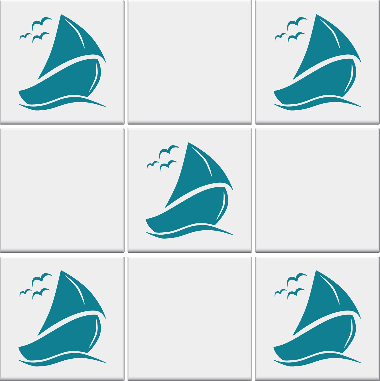 Bathroom Tile Stickers SAILBOAT Nautical Vinyl Wall Transfers Decals *2