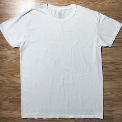 Fruit of the Loom Breathable Knit T-Shirt Mens Large White Blank Vintage 2000s
