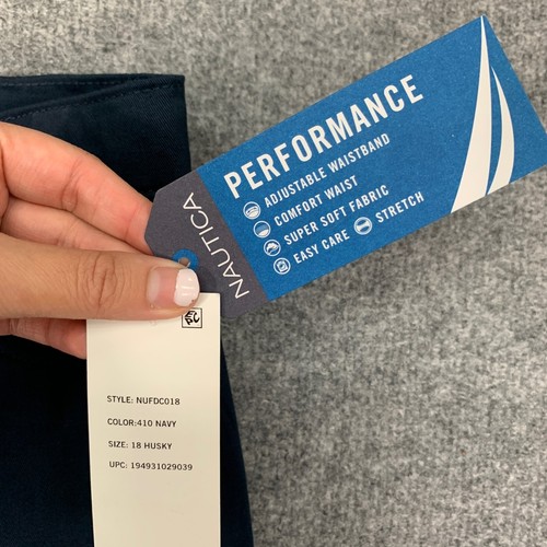 Nautica Pants Big Boys 18 Navy School Uniform Husky Stretch Cotton Performance - Picture 5 of 15